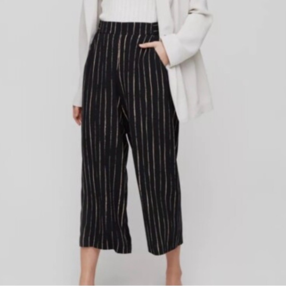 Wilfred Striped Ankle Pants in Black and Gold